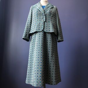 Vintage 70’s Blazer Dress Set 2 Piece Retro Large